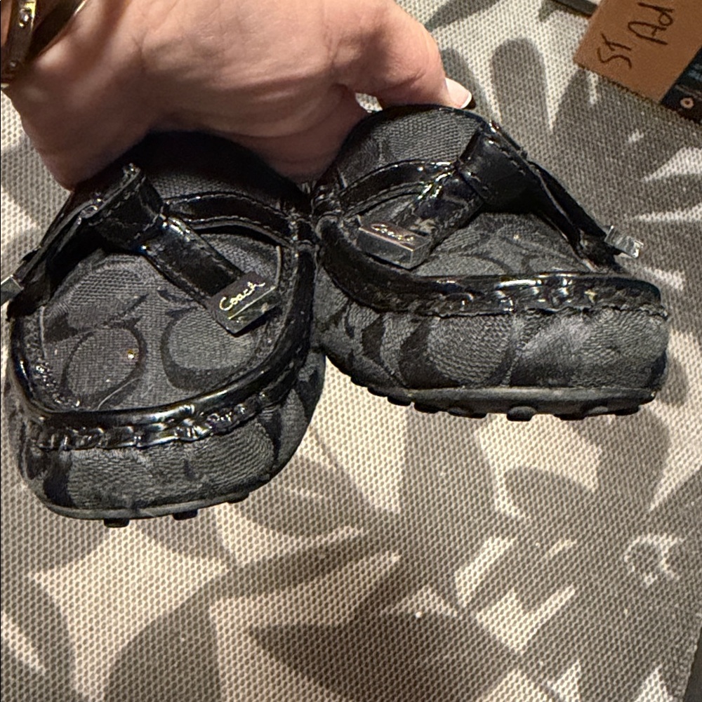Coach Women's Black Signature patent trim Loafers - Picture 2 of 10